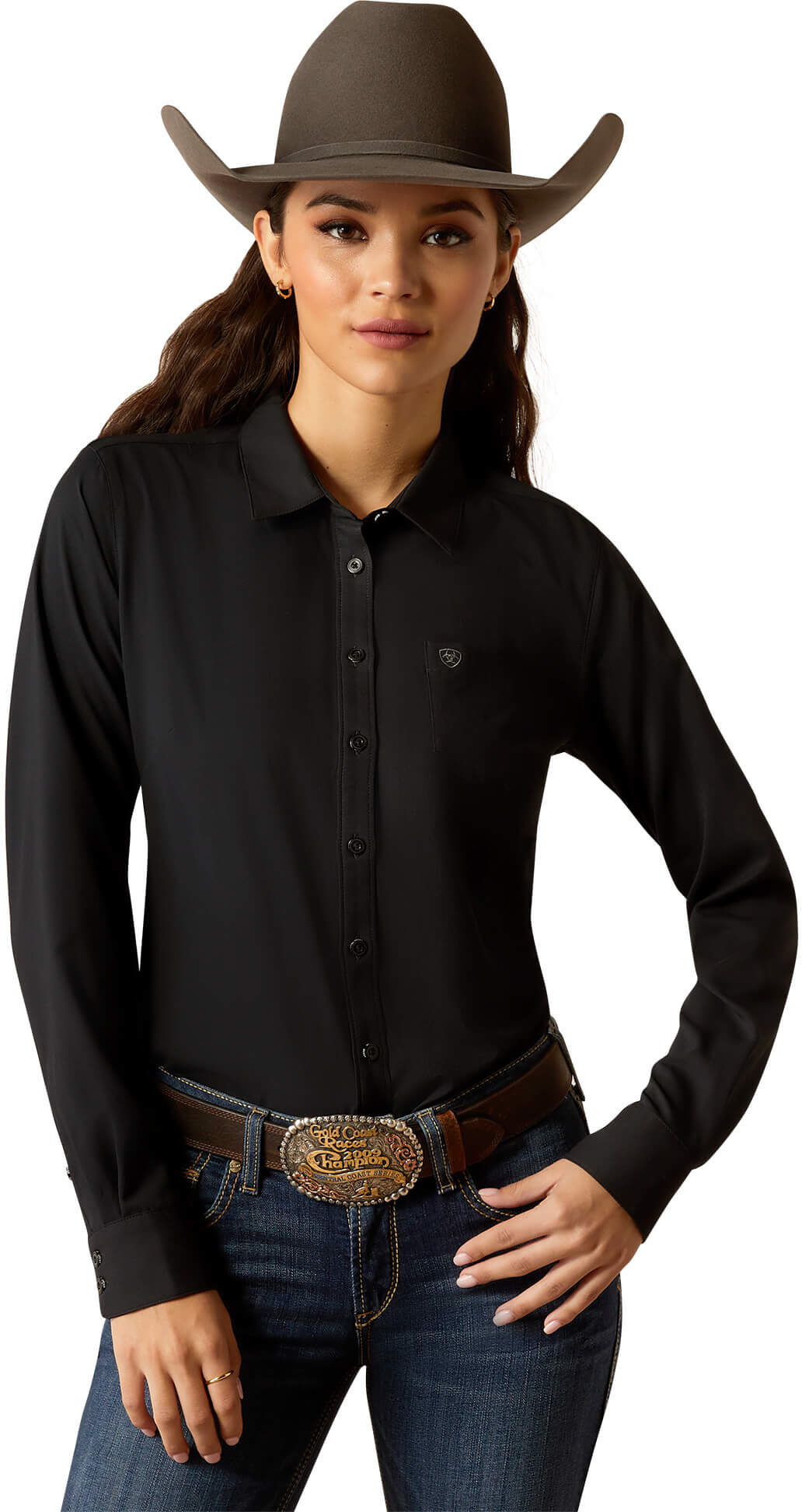Women's Kirby Pro Shirt in Black, Size: 1X by Ariat