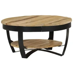 Décoshop26 - Industrieller Design-Couchtisch aus massivem Mangoholz und Stahl 65 x 32 cm DEC038275