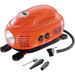 Black+Decker Kompressor ASI200-XJ, 84 dB(A), 12V, 8,27 bar, ölfrei, mit LED-Licht, mit LCD-Display und Manometer