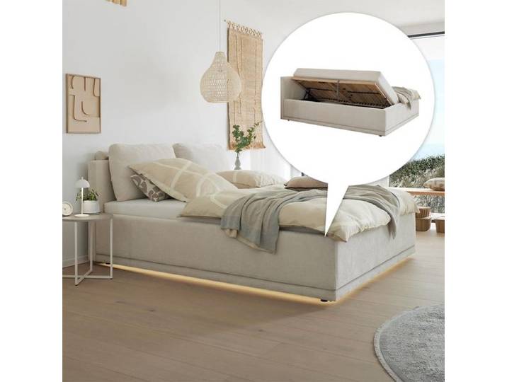 Musterring Polsterbett JustB! SC 200 Komfort Webstoff mit Bettkasten und Lattenrost 160x200cm Sand modern, Mit abnehmbarem Bezug