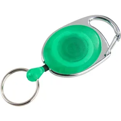 Ausziehbarer Schlüsselanhänger grün, transparent, ABS-Kunststoff, Metall