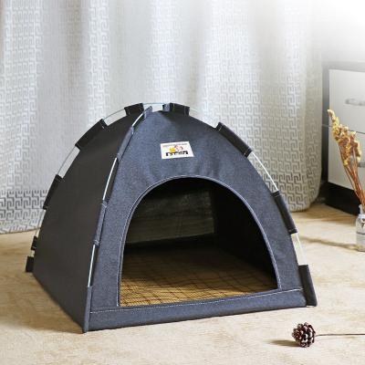Fusion Finds Portable Foldable Pet House Breathable Cat Tent & Dog Bed For Indoor Outdoor All Season Comfort grey