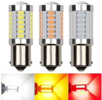 Inspired Living 2 Pack 7000K White 1156 1157 LED Bulbs For Brake Reverse Turn Signal Lights (BA15S BAY15D P21W) yellow 3157 P27 7w T25