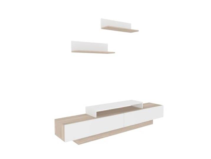 Modernes TV-Möbel mit Wandregalen, Weiß & Cordoba, 180 cm 100% melaminbeschichtete Spanplatte, 18 mm stark Stilvolles & funktionales Design