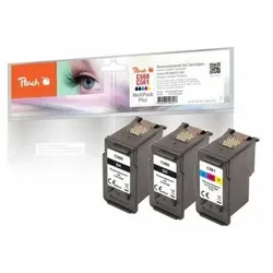 Peach PI100-449 Druckerpatrone 3 Stück(e) Kompatibel Standardertrag Schwarz, Cyan, Magenta, Gelb