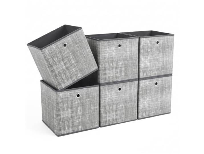 Sekey Boîte de Rangement en Tissu Pliable\, Cube de Rangement avec Poignée pour Étagère Kallax ou EKET\, Panier Organisateur sans Couvercle pour Jouets et Vêtements - Lot de 6\, 33x33x33cm\, Gris