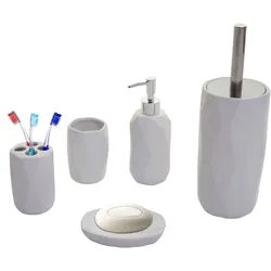 5-teiliges Badset MCW-H88, WC-Garnitur Badezimmerset Badaccessoires, Keramik ~ weiß