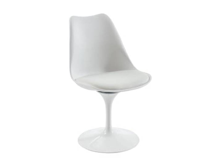 Vente-unique - Stuhl Xafy - Plastik Weiß 49 cmx56.5 cm Stahlgestell Gepolsterte Sitzfläche für mehr Komfort