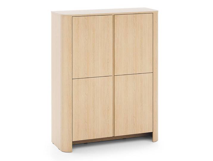 Lomadox Kommode BRUNNEN-160, Eiche Nb., grifflos, 4 Türen, 103 cm breit