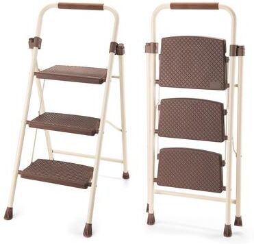 Kodotan sofa 3 Step Ladder, Folding Step Stool with Wide Anti-Slip Pedal, Sturdy Steel Ladder, Lightweight, Portable Steel Step Stool