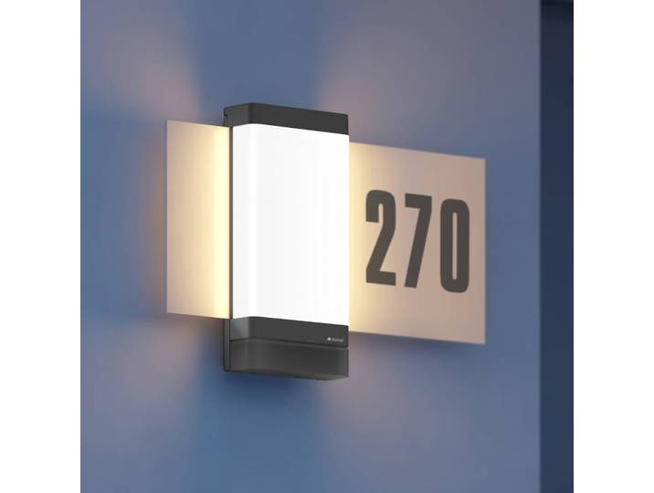 STEINEL smarte Hausnummernleuchte L 270 Digi SC, anthrazit dimmbar, schwarz, Kunststoff, Modern, Wandleuchte außen