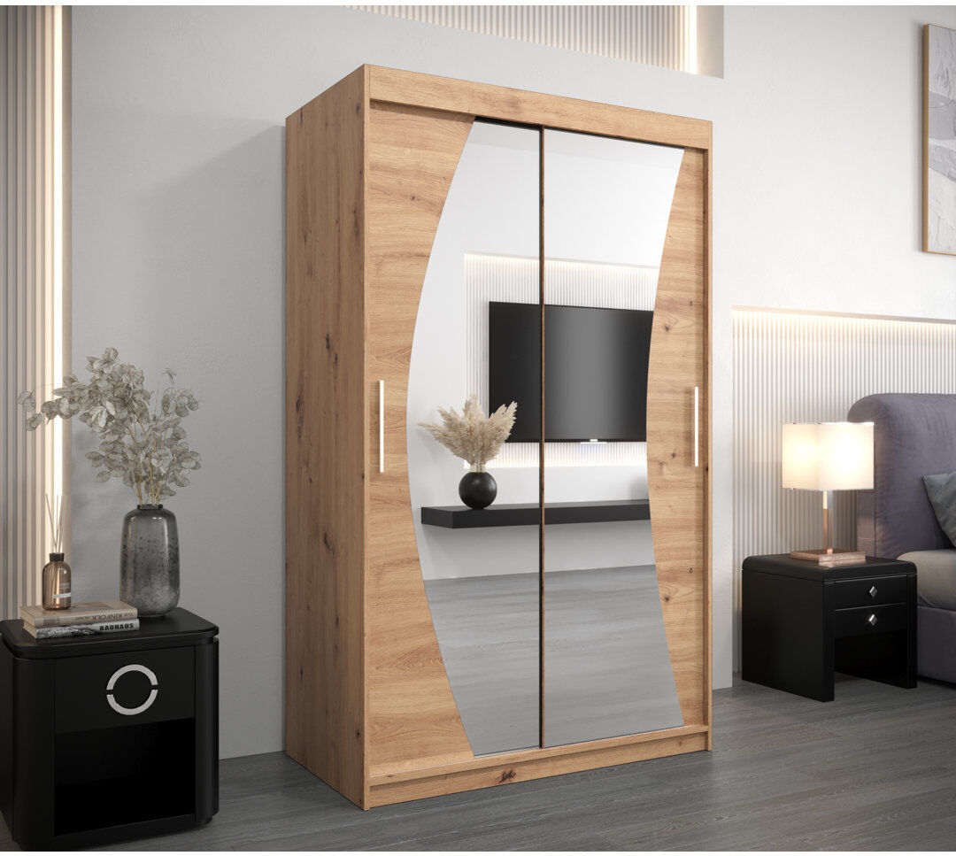 Latitude Run Aamira 2 Door Wardrobe Artisan Oak 120cm W X 62cm D