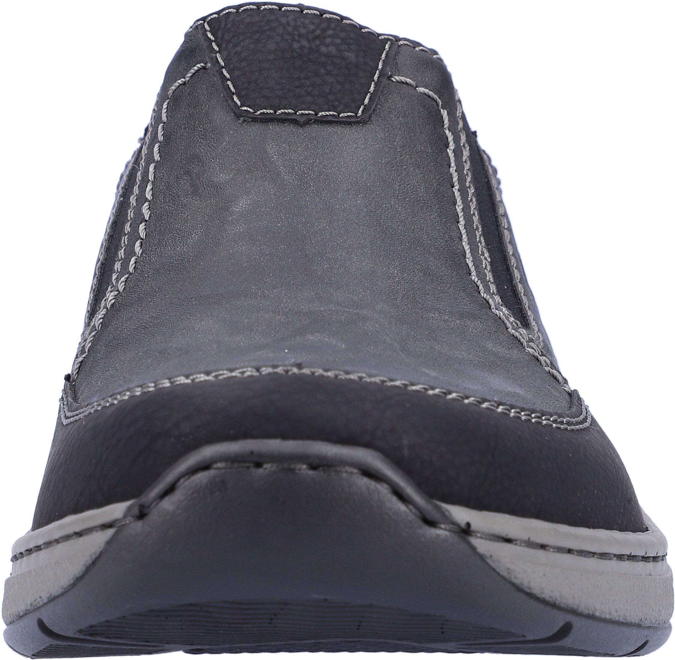 Slipper RIEKER, Herren, Gr. 47, Textil, grau (grau, kombiniert), Synthetik, Schuhe Slipper, Schlupfschuh, Halbschuh mit Stretcheinsätze grau, kombiniert 47, Textil