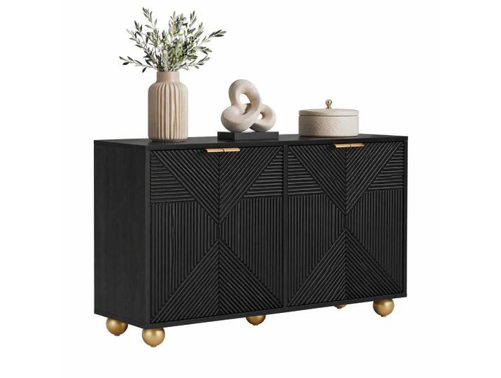 Stilvora Sideboard in Schwarz Anrichte mit kugelförmigen Beinen für Wohnzimmer und Schlafzimmer, B120/T35/H71.5 cm, Metall, Rechteckig,Rechteckig, 120x71.5x35 cm, Kleinmöbel, Kommoden, Sideboards