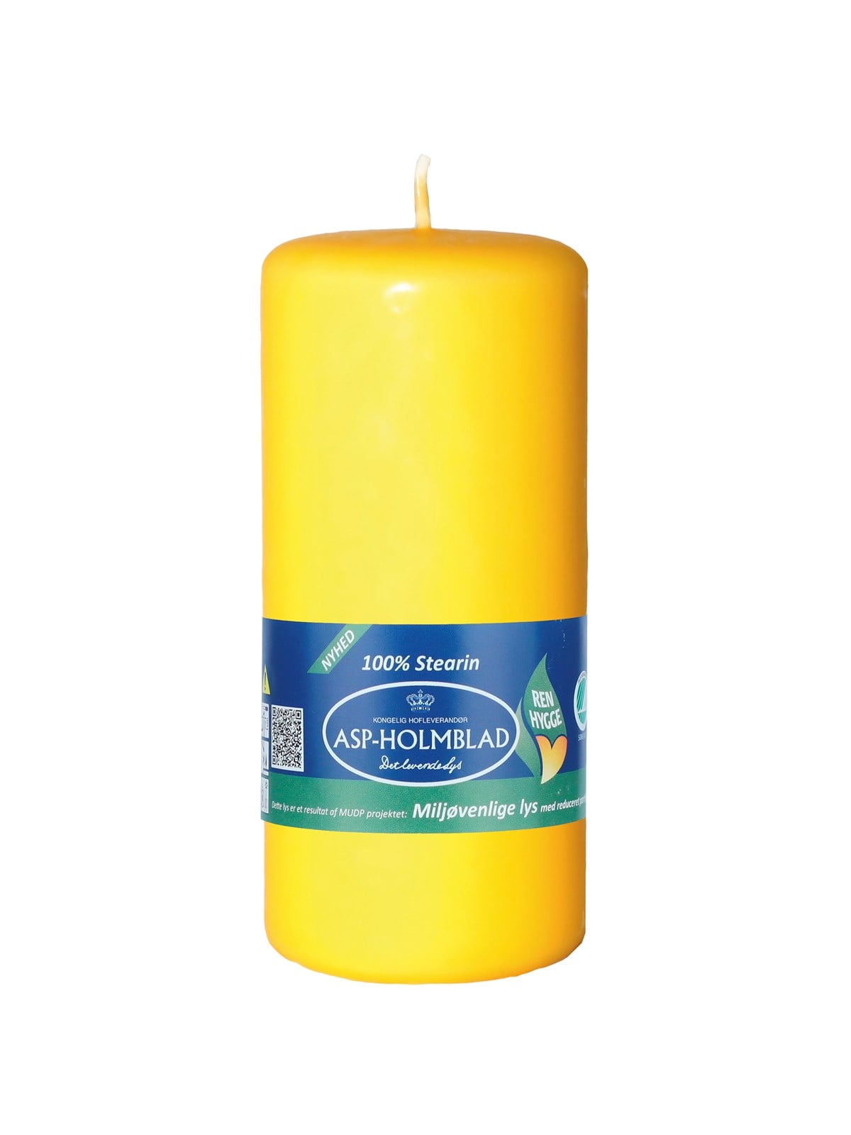 Asp-Holmblad Emissionsarme Stumpenkerze Gelb