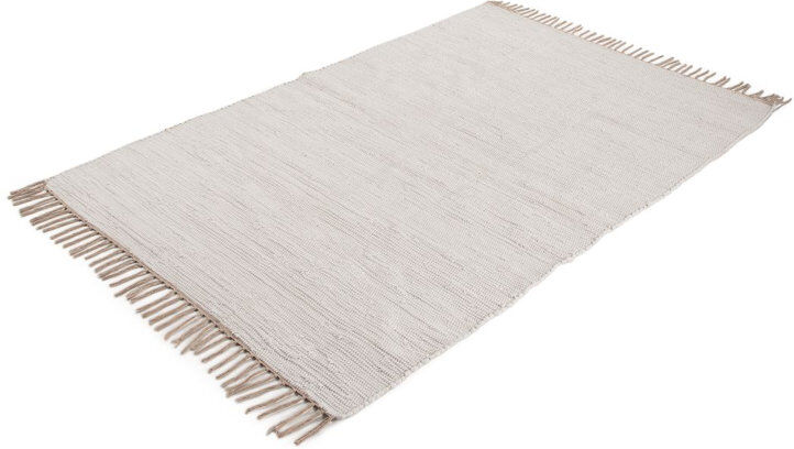 Carpetfine Chindi Uni Solid Colour Hand Crafted Hand Braided White Area Rug White Rectangle 140 x 200cm