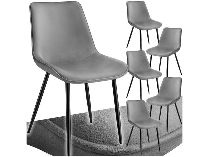 Set Stuhl Monroe Samtoptik - grau, 6er Set