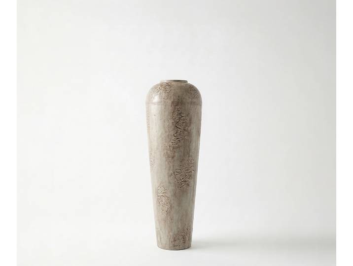 Vase Tavera B24 x T24 x H70 cm Metall Ivory Terra Handgemacht, Wohnaccessoires