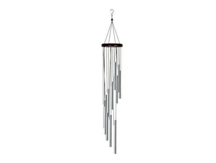 Windspiel Metall Silber mit 12 Röhren, Silberfarben, 8.5x1x60 cm, Dekoration, Gartendeko
