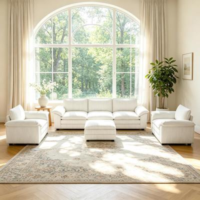 DREAMSIDEA 6-Piece Modular Living Room Set With Ottoman, Armchairs