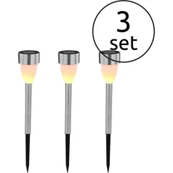 Globo 33576-3 Solarleuchte Edelstahl, 3Xled Solarleuchte Edelstahl, 3X Led
