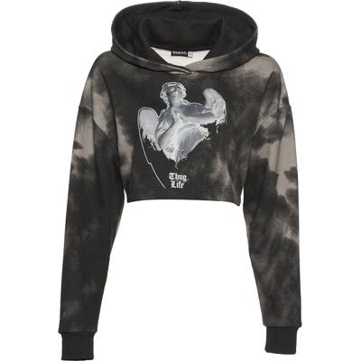 Kapuzensweatshirt THUG LIFE "Thug Life Thug Life Sky Hoodies", Damen, Gr. XL, schwarz (schwarz, grau), 100% Baumwolle, bedruckt, Rundhals, Sweatshirts