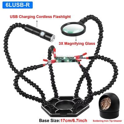 Inspired Finds Toolour Soldering Helping Hands With 3X LED Magnifier And USB Smoke Extractor Fan 6lusb r