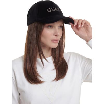 Baseball Cap GUESS "BASEBALL CAP", Damen, schwarz, Baumwollmischung, unifarben, Caps, mit Logoschriftzug