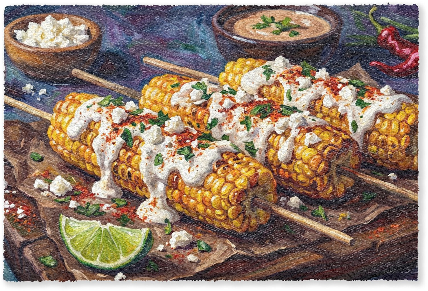 MuchoWow Deurmat Eten Maïs Saus Geel - B/D: 180 x 120 cm