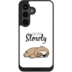 Nivocase Handyhülle für Samsung Galaxy S24 Hülle NIVOpure Case Schwarz Faultier Tiere lazy sunday (Samsung Galaxy S24), Smartphone Hülle, Schwarz