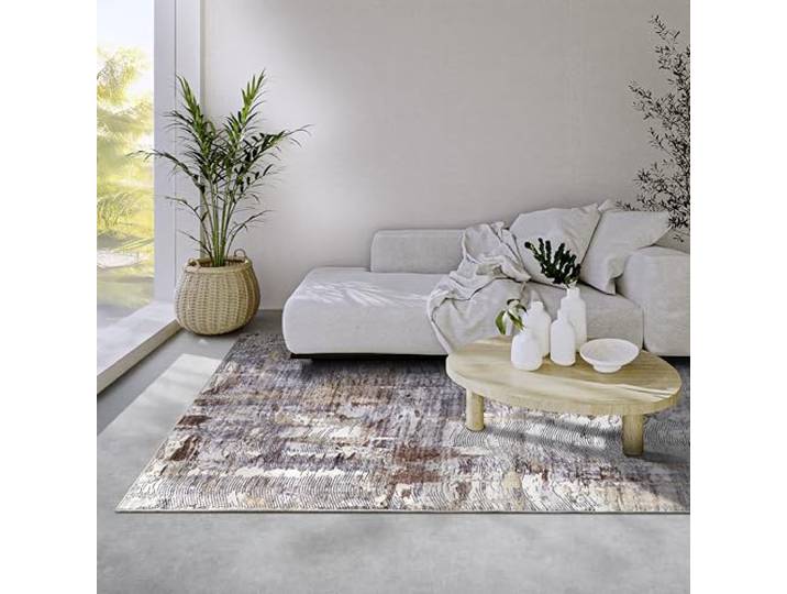 Elle Decor ation Malard tapijt, modern abstract, antislip design, laagpolig tapijt voor slaapkamer, eetkamer, woonkamer, hal, keuken, kopergoud, 160 x 230 cm