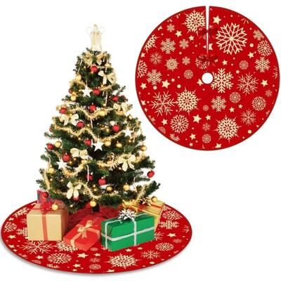 Inspired Finds Festive Christmas Tree Skirt Base Mat For Holiday Decoration Festive Christmas Tree Skirt Base Mat For Holiday Decoration