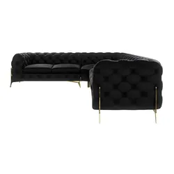 S-STYLE Chesterfield Ecksofa  Natalie ¦ schwarz ¦ Maße (cm): B: 323 H: 75