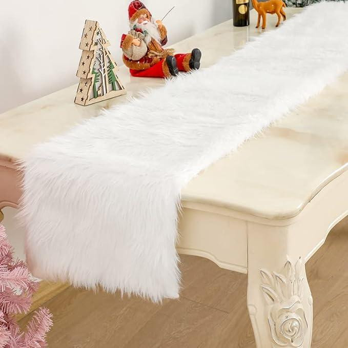 Dripio Wit Kunstbont Tafelkleed voor Kerstmis