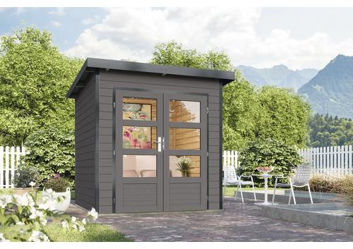 Gartenhaus Karibu Metalwoody 1 B Blech anthrazit inkl. Unterkonstruktion 229 x 228 cm terragrau