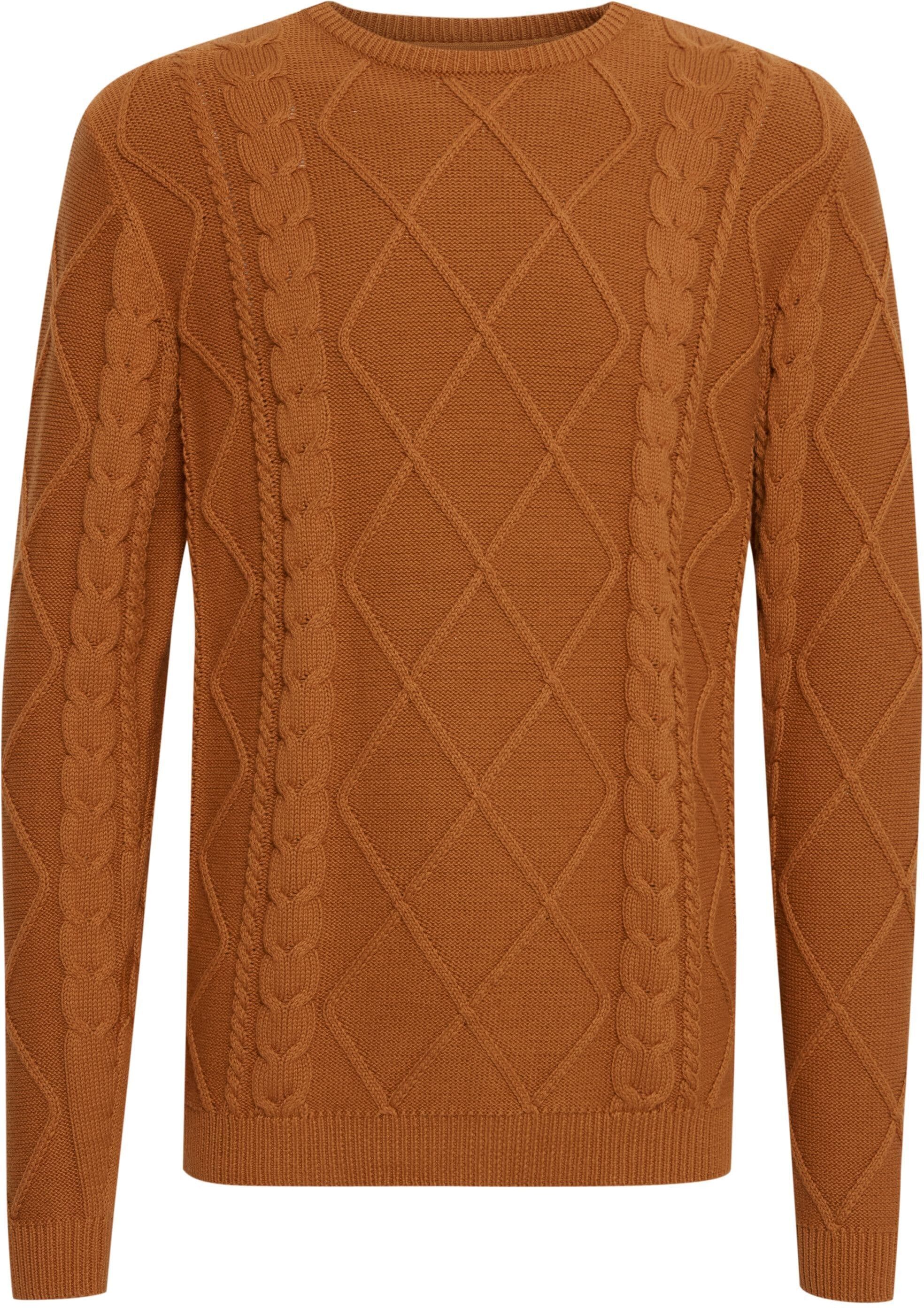 !solid Strickfleece-Pullover SOLID "Strickpullover SDTerence", Herren, Gr. L, braun (roasted pecan), Obermaterial: 100% Baumwolle CO., Pullover Strickfleece-Pullover