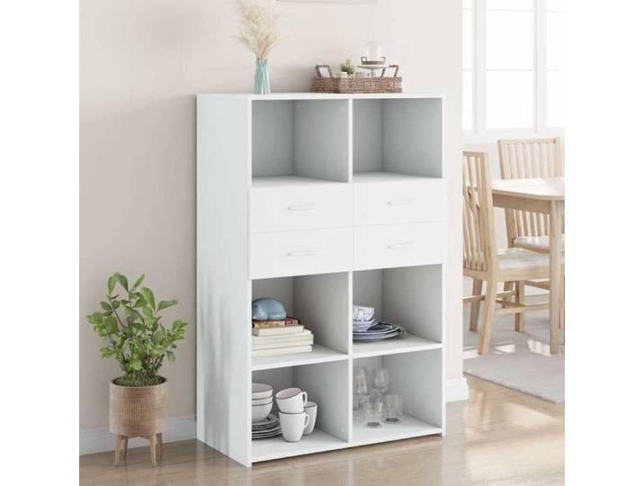 Buffet haut Commode salon Sideboard blanc 80x42 5x124 cm Bois d'ingénierie A4997