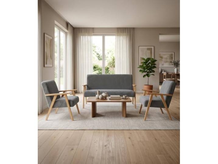 Family Meble Sitzgruppe Soler Hunter – Zweisitzer-Sofa und 2 Sessel im Retro-Stil – Variante Hunter 21