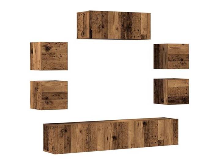 LMTYOENFG 7-TLG TV-Schrank Set Wandmontage Altholz-Optik Holzwerkstoff Flexibles 7-teiliges Lowboard zur Wandmontage schafft Ordnung im Wohnzimmer und Schlafzimmer mit viel Stauraum.