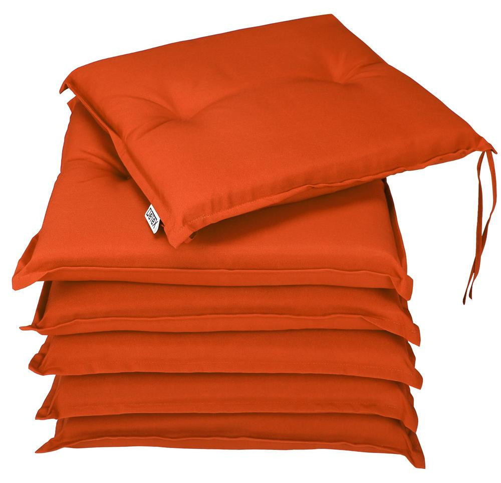 DETEX Zitkussens set van 6, waterafstotend en wasbaar, Oranje, 47 x 42 cm