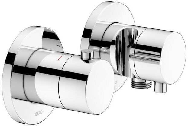 Keuco Edition 400 Brausethermostat 51553011221 chrom, für 2 Verbraucher, inklusive Wandanschlußbogen und Brausehalter