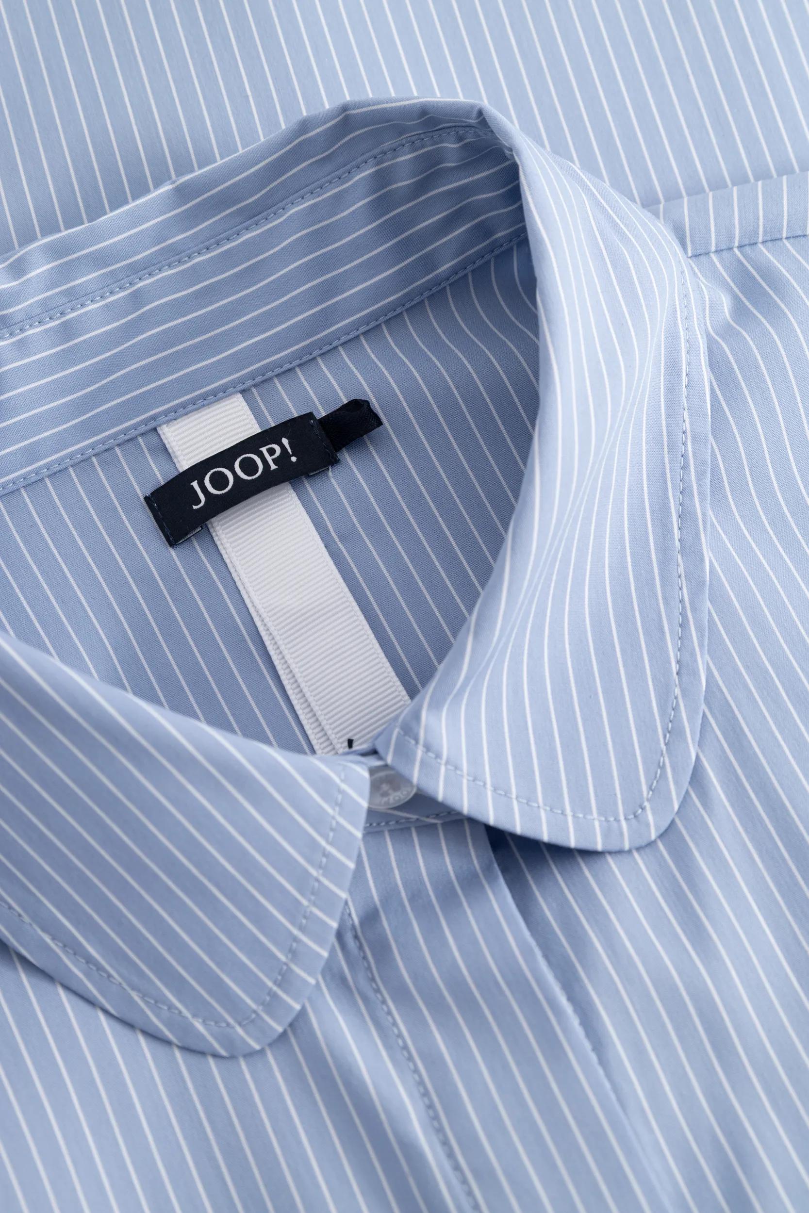 Joop! Langarmbluse JOOP "Bethany", Damen, Gr. 40, blau (bright blau), Web, Obermaterial: 38% Modal, 38% Polyester, 21% Nylon, 3% Elasthan, gestreift, regular fit taillenbedeckt, Rundhals, eingesetzt Manschette, Blusen Langarmbluse, Regular fit mit Bubikra