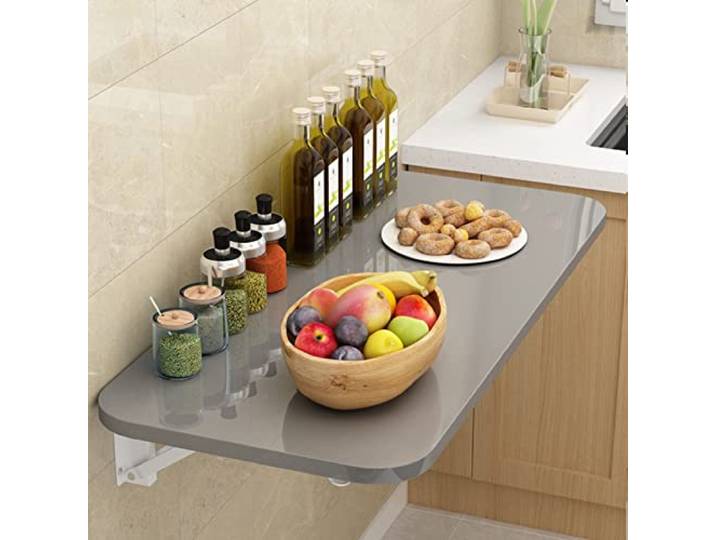 MMleYN Wandklapptisch Küche, Strapazierfähiger Klapptisch Esstisch, Klapptisch Wand Für Kleine Räume, Platzsparender Wandklapptisch Für Küche, Waschküche, Restaurant ( Color : Grey , Size : 80*40cm/31