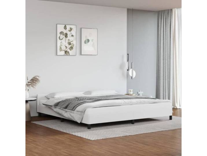 FAMIROSA Cadre de Lit avec Tête de Lit Blanc 200x200 cm Similicuir-520