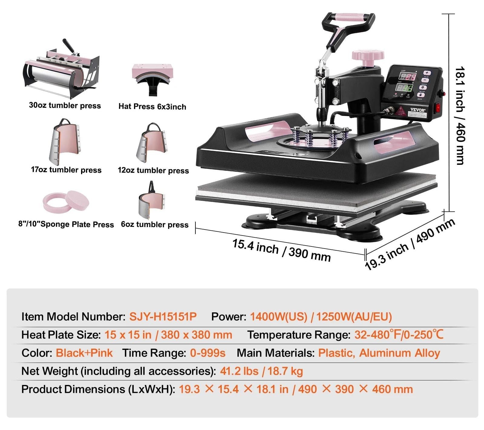 Selius 8-in-1 Multifunctionele Warmtepers voor Sublimatie en Textielbedrukking