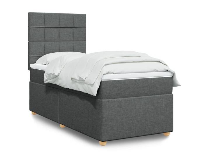 furnicato Bettgestell Boxspringbett Dunkelgrau 200x80x150,5 cm mit LED-Beleuchtung (1-tlg), Doppelbett mit Taschenfederkern, LED-Licht und verstellbarem Kopfteil
