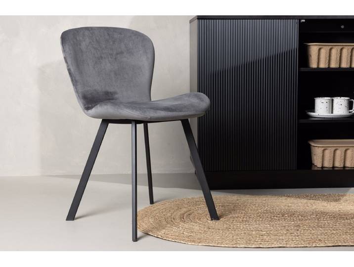 2er Set - Stuhl Amara mit gepolsterter Sitzfläche - Grau - Luxusbetten24