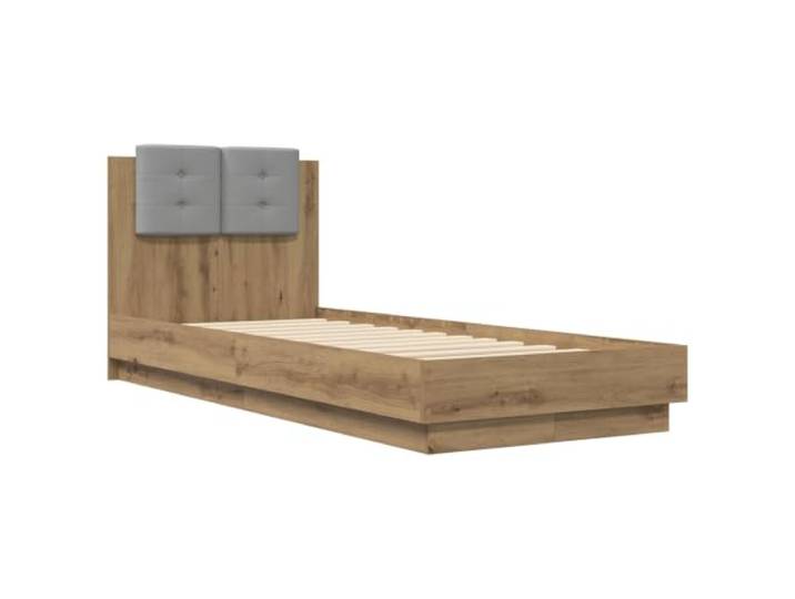 KTHLBRH Bettgestell mit Kopfteil Eiche handgefertigt 80 x 200 cm Robustes Holz, Lattenrost inklusive, Unterstützung 140 kg, Verwendung im Innenbereich