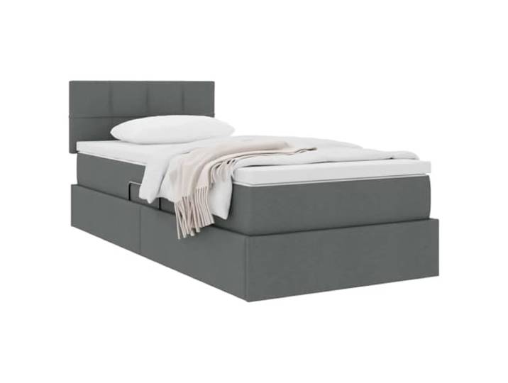 KTHLBRH Boxspringbett 100 x 200 cm dunkelgrau mit Matratze Minimalistisches Design, stabiler Rahmen, Hebemechanismus, platzsparend