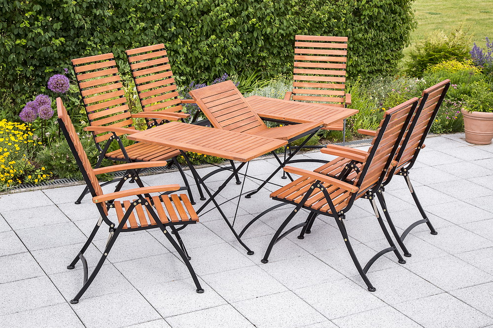 MERXXHANDELS Schlossgarten Set 7tlg 6 Sessel Klapptisch 160x90cm 16946312